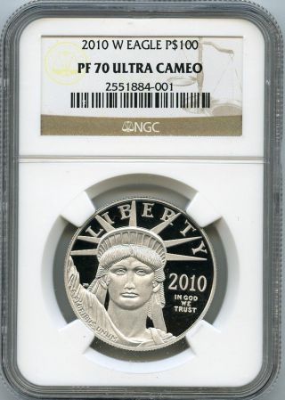 2010 - W $100 (1 Oz. ) Proof 70 Platinum Eagle Ngc Pf 70 Ucam photo