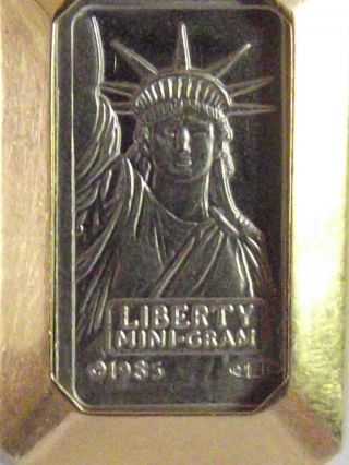 1985 Essay Fondeur Credit Suisse 999.  5 Platinum 1g Bar 14k Lady Liberty Pendant photo