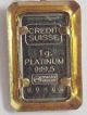 1985 Essay Fondeur Credit Suisse 999.  5 Platinum 1g Bar 14k Lady Liberty Pendant Platinum photo 2