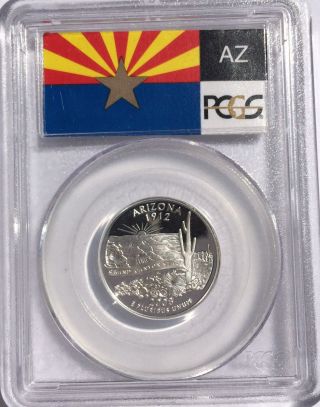 2008 - S Flag Silver Arizona Az State Quarter Pr69dcam Pcgs Proof 69 Deep Cameo photo