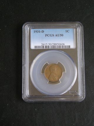 1931 - D Lincoln Head Cent,  Certified & Graded Pcgs Au 50 Hard To Find Coin photo
