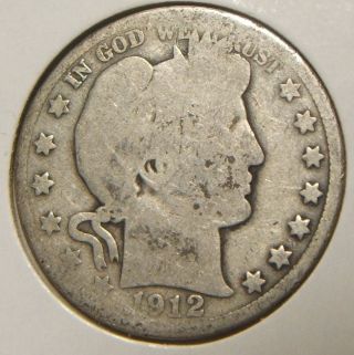 1912 Silver Barber Half Dollar Tough Date photo