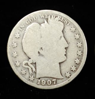 1907 D (denver) American Usa Silver Barber Half Dollar photo