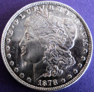 1878 - S Morgan Uncirculated Silver Dollar - Deep Mirror Prooflike Gem - photo