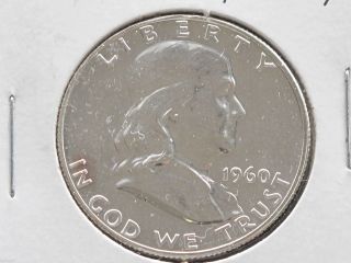 1960 - P Franklin Half Dollar 90% Silver Proof U.  S.  Coin D4411 photo