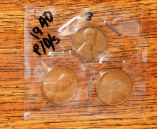 Three Fine 1940 Lincoln Wheat - Back Pennies - From 