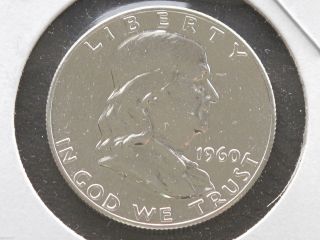 1960 - P Franklin Half Dollar 90% Silver Proof U.  S.  Coin D4421 photo