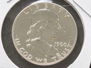 1960 - P Franklin Half Dollar 90% Silver Proof U.  S.  Coin D4425 photo