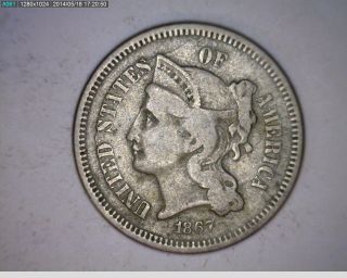 1867 Three Cent Nickel (31 - 67) photo