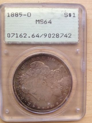 1885 - O $1 Morgan Silver Dollar Pcgs Ms64 photo