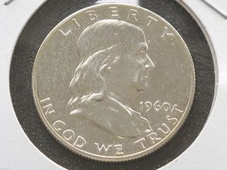 1960 - P Franklin Half Dollar 90% Silver Proof U.  S.  Coin D4434 photo