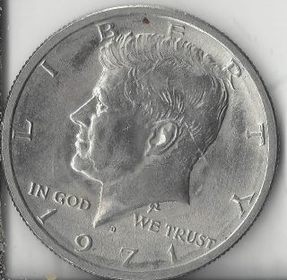 1971 - D Kennedy Half Dollar.  Au.  Coin. photo