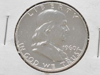 1960 - P Franklin Half Dollar 90% Silver Proof U.  S.  Coin D4435 photo