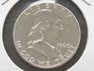 1960 - P Franklin Half Dollar 90% Silver Proof U.  S.  Coin D4436 photo