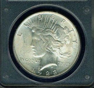 U.  S.  1923 Peace Silver Dollar Brilliant Uncirculated,  Certified Pcgs - Ms62 photo
