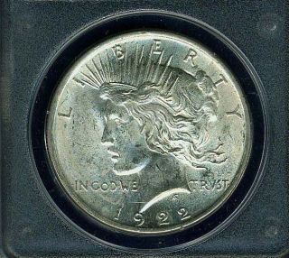 U.  S.  1922 Peace Silver Dollar Uncirculated,  Certified Pcgs - Ms62 photo