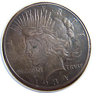 1934 D Peace Dollar Better Date Circulated photo