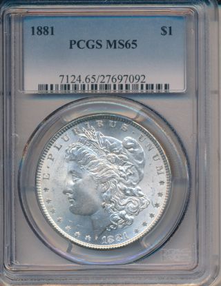 1881 Morgan Silver Dollar - Pcgs - Ms65 photo