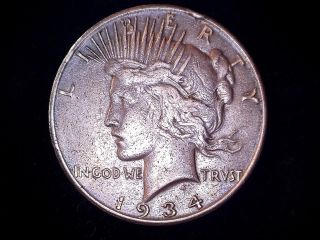 1934 - S Peace Dollar,  Silver,  Uncertified,  Ungraded,  Business Strike photo