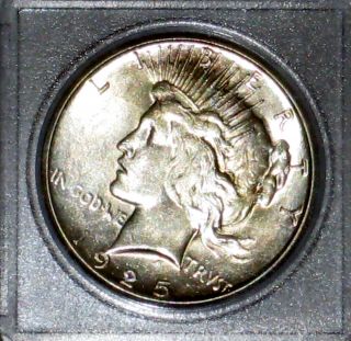 1925 - S Peace Silver Dollar.  Brilliant Uncirculated.  Starting Bid @ $0.  01 photo