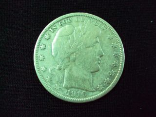Coinhunters - 1910 Barber Silver Half Dollar,  Very Fine,  Vf - Details photo