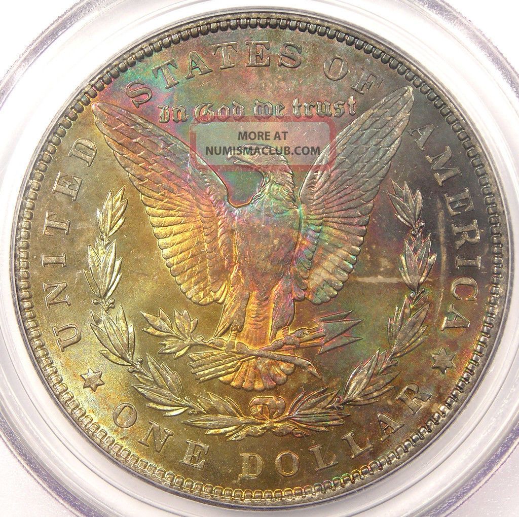 1887 Morgan Silver Dollar Pcgs Ms61 - Rainbow Coin