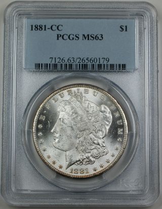 1881 - Cc Morgan Silver Dollar,  Pcgs Ms - 63 Blast White Brilliant Coin photo