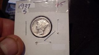 1937 - S Mercury Dime Xf+++ photo