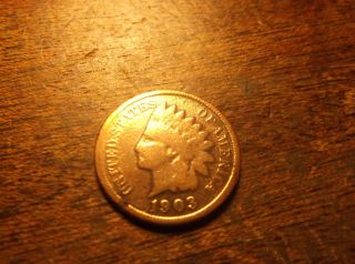 Indian Head Cent 1903 Very Good Coin Cir, , ,  No Liberty Showing photo
