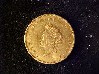 One Dollar Gold 1855 Type 2,  Scratch On Face,  Dent photo