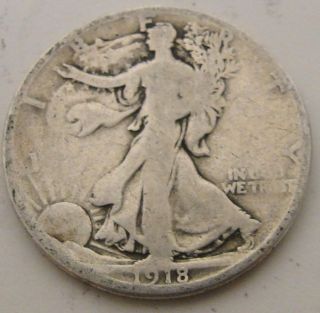 1918 - S Walking Liberty Half Dollar 1/2 Dollar Silver photo