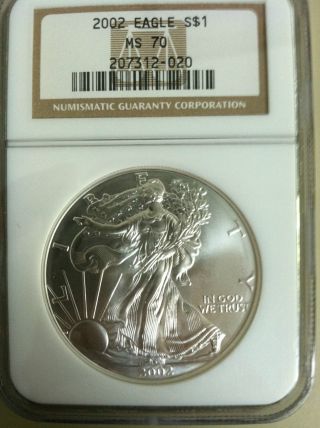 2002 American Silver Eagle Ngc Ms 70 photo