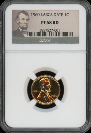 1960 Proof Large Date Lincoln 1c Ngc Pf 68 Rd photo