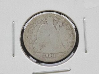 1856 - P Liberty Seated 90% Silver Dime U.  S.  Coin D2669 photo