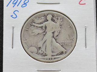 1918 - S Liberty Walking Half Dollar 90% Silver C1556l photo