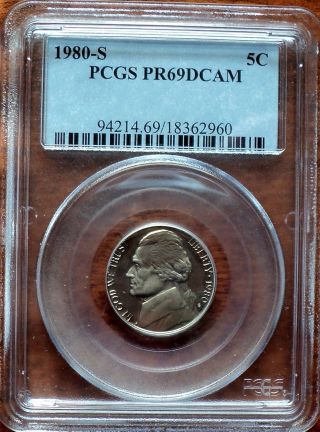 1980 - S Jefferson Nickel Pcgs Proof 69 Deep Cameo.  3 Available photo