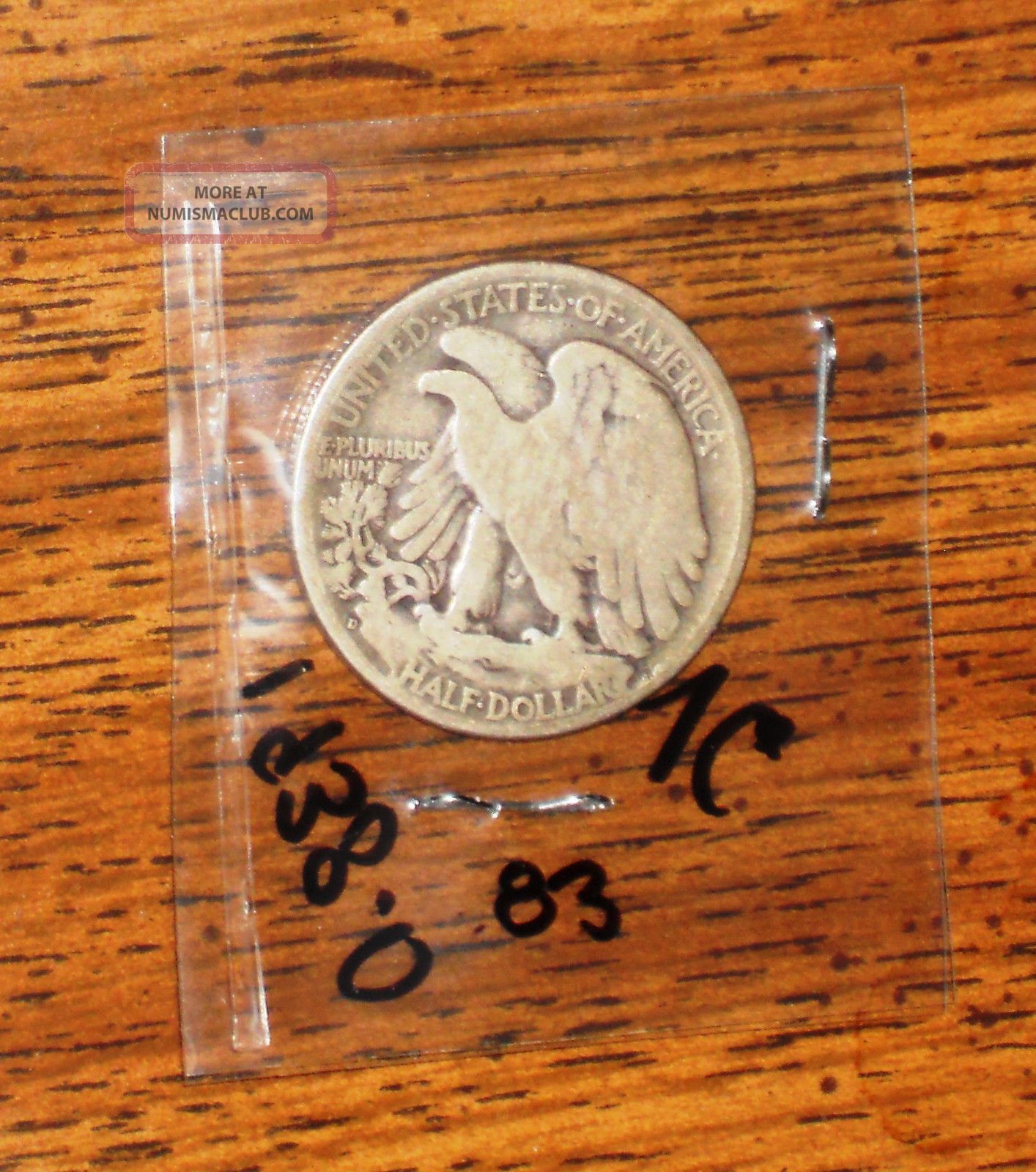 Rare 1938 D Silver Walking Liberty Half Dollar Grades " Very Good