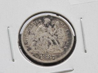 1887 - P Liberty Seated 90% Silver Dime U.  S.  Coin D2716 photo