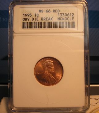 1995 Lincoln Cent (graded/certified Anacs) Monocle Eye photo
