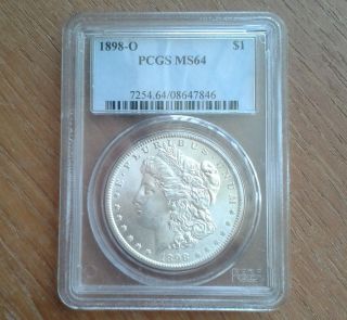 1898 - O Morgan Silver Dollar Coin Pcgs Ms64 photo