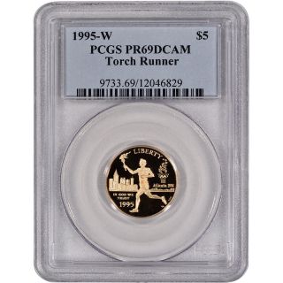 1995 - W Us Gold $5 Olympic Torch Runner Commemorative Proof - Pcgs Pr69dcam photo