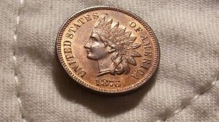 1876 Indian Head Cent: Red&brn With Nicely Smooth Surfaces - Choice Bu+++85 photo