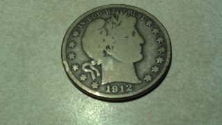 1912 S Barber Liberty Head 90 % Silver Half Dollar Coin photo