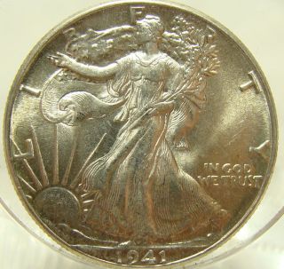 1941 50c Walking Liberty Half Dollar,  Walker,  Uncirculated,  Bu,  Silver,  188 photo