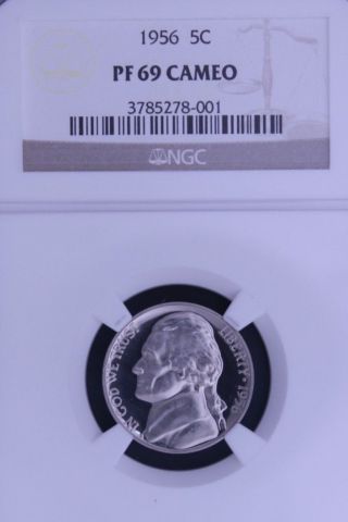 1956 Jefferson Ngc Pf 69 Cameo.  Incredible Contrast.  Spot -.  1 Of 34. photo