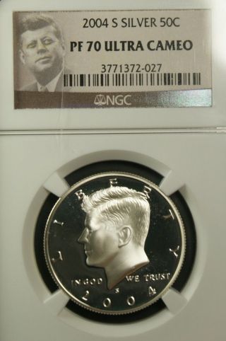 2004 - S Silver Kennedy Ngc Pf 70 Ultra Cameo.  Incredible Contrast - Flawless photo