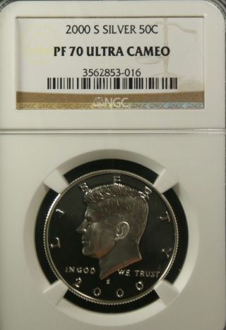 2000 - S Silver Kennedy Ngc Pf 70 Ultra Cameo.  Incredible Cameo Contrast.  Flawless photo