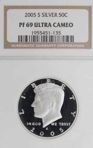 2005 - S Silver Kennedy Ngc Pf 69 Ultra Cameo.  Incredible Contrast & Spot - photo