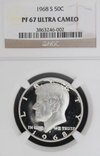 1968 - S Kennedy Ngc Pf 67 Ultra Cameo.  Incredible Cameo Contrast & Spot - photo