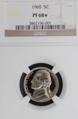 1960 Jefferson Ngc Pf 68 Star.  Intense Cameo Obverse 1 Of Only 13. photo